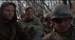 Major Falconer (Burt Lancaster) and his men arrive at the Medieval castle in Sydney Pollack's Castle Keep (1969)