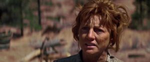 The settler woman (Allyn Ann McLerie) driven mad by the slaughter of her family in Sydney Pollack's Jeremiah Johnson (1972)