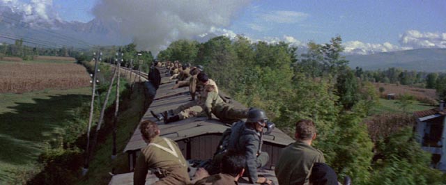 The prisoners take control of the train in Von Ryan's Express (1965)