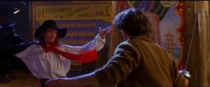 Matt (Joey McIntyre) challenges El Gallo (jonathan Morris) to a duel in Michael Ritchie's The Fantasticks (1995/2000)