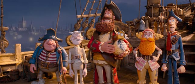 Pirate Captain and his crew in Aardman's The Pirates!: Band of Misfits (2012)