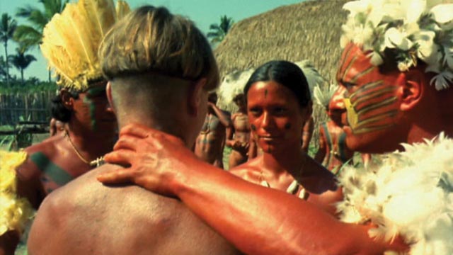 The Frenchman, his temporary wife and the tribal chief in Nelson Pereira dos Santos' How Tasty Was My Little Frenchman (1971)