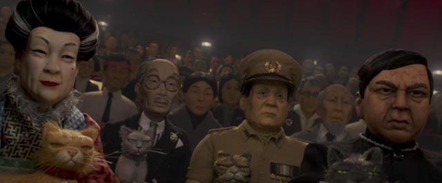 The cat-loving, dog-hating political establishment of Megasaki in Wes Anderson's Isle of Dogs (2018)