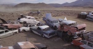 The final showdown, plane against car in a junkyard in Don Siegel's Charley Varrick (1973)