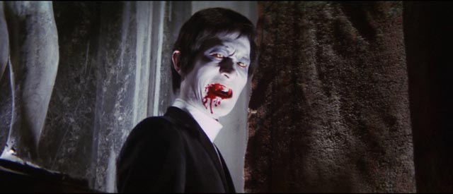 The vampire (Shin Kishida) emerges from a young woman's memories in Michio Yamamoto's Lake of Dracula (1971)