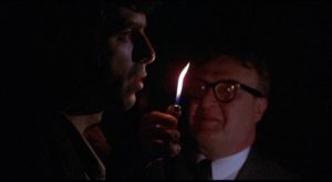 Patsy's father (Vincent Gardenia) is suspicious of her new boyfriend in Jules Feiffer & Alan Arkin's Little Murders (1971)