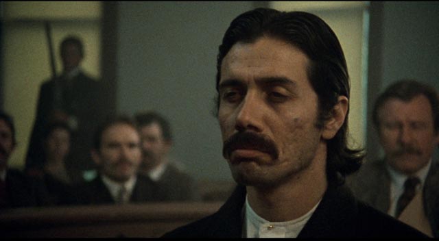 Gregorio Cortez (Edward James Olmos) stoically faces judgement in a white court in Robert M. Young's The Ballad of Gregorio Cortez (1982)