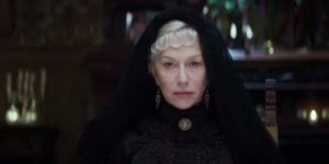 Helen Mirren as Sarah Winchester, a widow haunted by the victims of her husband's capitalist success in the Spierig Brothers' Winchester (2018)