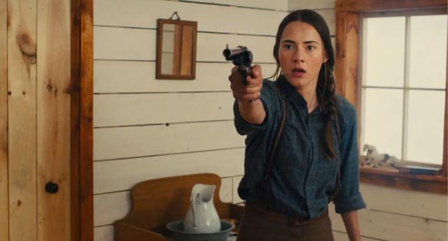 Caren Pistorius as Rose Ross, the object of a death-filled quest in John Maclean's Slow West (2015)