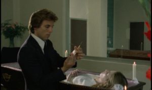 Frank Wyler (Kieran Canter) prepartes to preserve his fiancee's body in Joe D'Amato's Beyond the Darkness (1979)