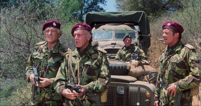 Old guys' action: Richard Harris, Richard Burton, Jack Watson and Roger Moore in Andrew V. McLaglen's The Wild Geese (1978)