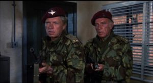 White heroes fighting Black corruption in Africa: Hardy Kruger and Richard Burton in Andrew V. McLaglen's The Wild Geese (1978)