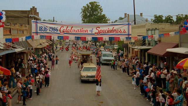 The town of Virgil mounts A Celebration of Specialness to mark the Texas sesquicentennial in David Byrne's True Stories (1986)