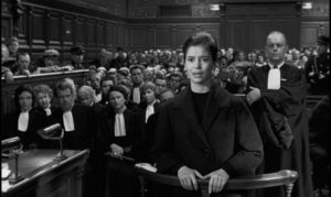 Hostile witness: Dominique (Brigitte Bardot)'s sister Annie (Marie-José Nat) testifies against her in Henri-Georges Clouzot's La verite (1960)