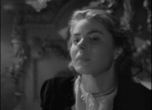 Alicia Huberman (Ingrid Bergman) is willing to abase and sacrifice herself for love in Alfred Hitchcock's Notorious (1946)