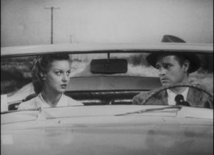 Rear projection undermines the openness and sunlight of a desert road in Edgar G. Ulmer's Detour (1946)