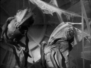 The desiccated remains of our Martian ancestors are found inside a ship buried under London in Nigel IKneale's Quatermass and the Pit (1959)