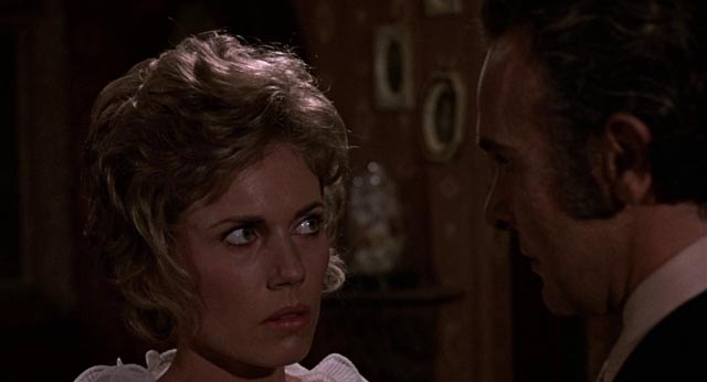 Anne Arthur (Lyn Peters) is creeped out by Prof. Lockwood's interest in John Hayes' Grave of the Vampire (1972)