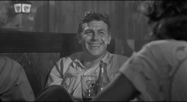 Out of jail, Lonesome (Andy Griffith) turns on the charm to consolidate his hold on Marcia (Patricia Neal) in Elia Kazan's A Face in the Crowd (1957)