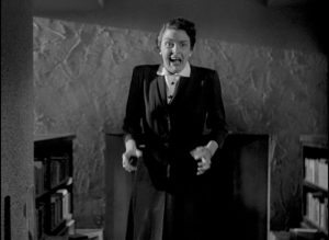 Aunt Edith (Katherine Emery) gets her first glimpse of the family secret in William Cameron Menzies' The Maze (1953)