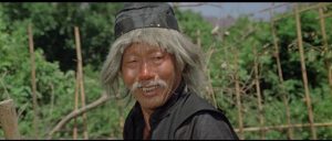 Beggar So (Yuen Siu-tien) hides his skill behind a clownish facade in Yuen Woo-ping's Drunken Master (1978)