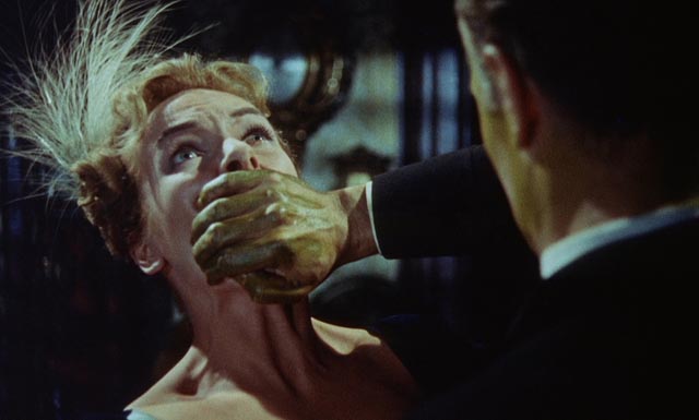 Dr. Bonnet (Anton Diffring) becomes toxic when he needs his elixir in Terence Fisher's The Man Who Could Cheat Death (1959)