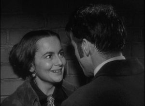 Catherine (Olivia de Havilland) is overjoyed at the prospect of eloping with Morris (Montgomery Clift) in William Wyler's The Heiress (1949)