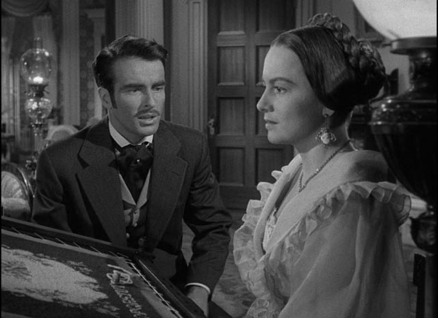 Catherine (Olivia de Havilland) is finally impervious to Morris (Montgomery Clift)'s declarations of lovein William Wyler's The Heiress (1949)