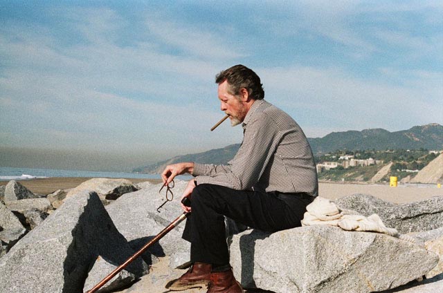 Looking back at his creation: McGoohan giving an interview in California