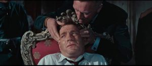 Neo-Nazi Oktober (Max von Sydow) tries to break Quiller (George Segal) with drugs in Michael Anderson's The Quiller Memorandum (1966)