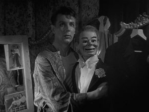 Maxwell Frere (Michael Redgrave) is possessed by his mean-spirited dummy Hugo Fitch in Ealing's Dead of Night (1945)