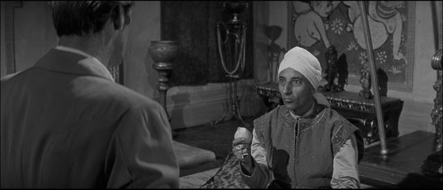 Duplicitous Indian aristocrat Patel Shari, played by Indian-born Marne Maitland in Terence Fisher's The Stranglers of Bombay (1959)