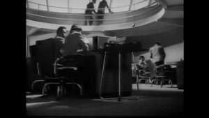 The M-7 project's control room in Anthony Asquith's The Net (1953) evokes memories of William Cameron Menzies' Things to Come (1936)