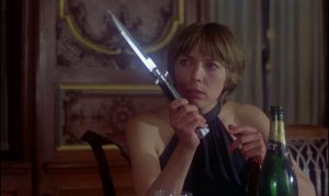 A not-very-subtle image of castrating femininity: Sally Faulkner in Norman J. Warren's Prey (1977)