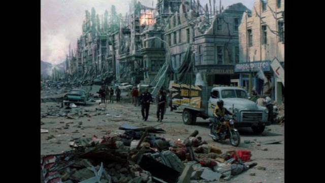 The cropped image of the TV version of Mark Robson's Earthquake (1974)