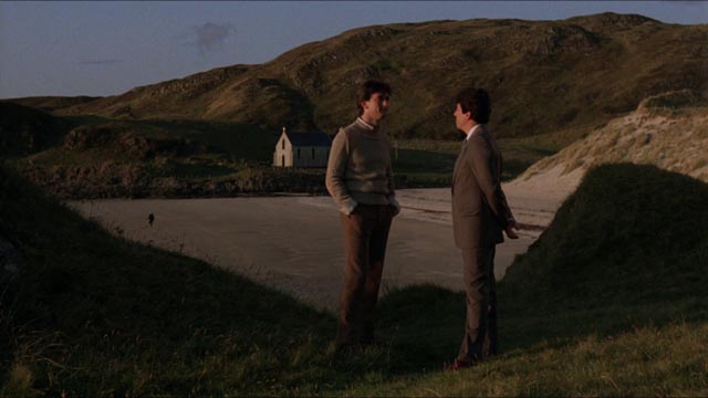 Urquhart (Denis Lawson) tries to raise the price by playing up the cultural value of village life in Bill Forsyth's Local Hero (1983)