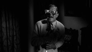 Cyrus Zorba (Donald Woods) is more terrified than the audience in William Castle's 13 Ghosts (1960)