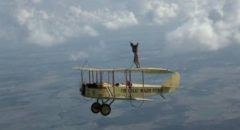 Waldo and Axel (Bo Svenson) practice wing-walking in George Roy Hill's The Great Waldo Pepper (1975)