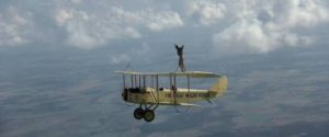 Waldo and Axel (Bo Svenson) practice wing-walking in George Roy Hill's The Great Waldo Pepper (1975)