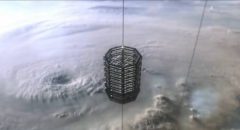 The space elevator carries passengers and cargo to the transport ship Aniara in Pella Kågerman and Hugo Lilja's Aniara (2018)