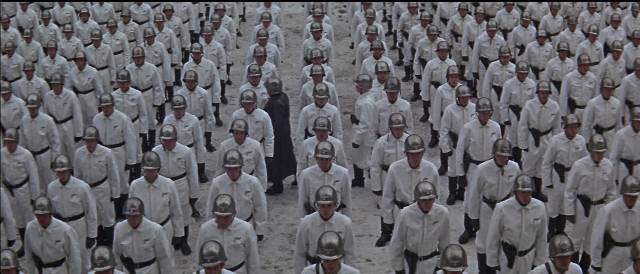 Gen. Midwinter (Ed Begley)'s private army prepares to ignite a new revolution in the Soviet Bloc in Ken Russell's Billion Dollar Brain (1967)