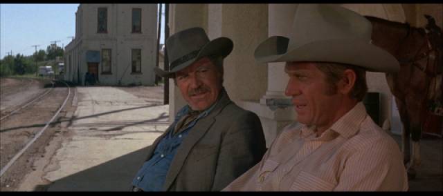 Junior (Steve McQueen) and his father Ace (Robert Preston) confront their sense of failure in Sam Peckinpah's Junior Bonner (1972)