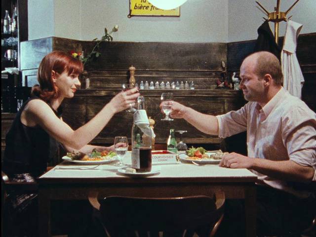Neighbour Marianne (Monika M.) treats Schramm (Florian Koerner von Gustorf) to a nice restaurant dinner in Jörg Buttgereit’s Schramm (1993)