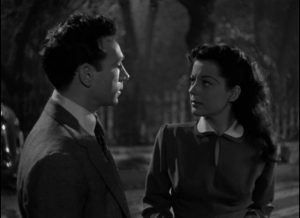 Danny Hawkins (Dane Clark) clings to Gilly Johnson (Gail Russell) as his one hope for redemption in Frank Borzage's Moonrise (1948)