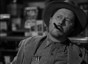 Allyn Joslyn as Sheriff Clem Otis, the most laid-back, empathetic Southern lawman in Hollywood history in Frank Borzage's Moonrise (1948)