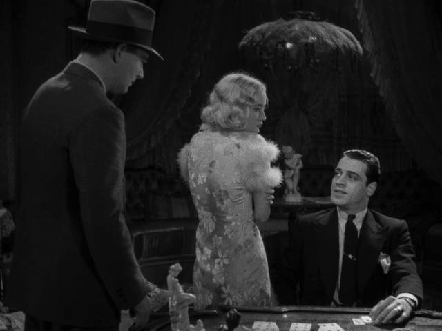 Temple (Miriam Hopkins) turns her back on suitor Stephen Benbow (William Gargan) to protect him from Trigger (Jack La Rue) in Stephen Roberts’ The Story of Temple Drake (1933)