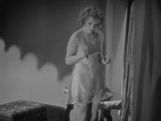 Alice White (Anny Ondra) realizes what she's done in Alfred Hitchcock's Blackmail (1929)
