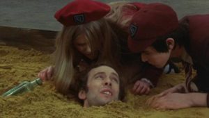 Girly (Vanessa Howard) and Sonny (Howard Trevor) play with their new friend Soldier (Robert Swann) in Freddie Francis' Mumsy, Nanny, Sonny & Girly (1970)