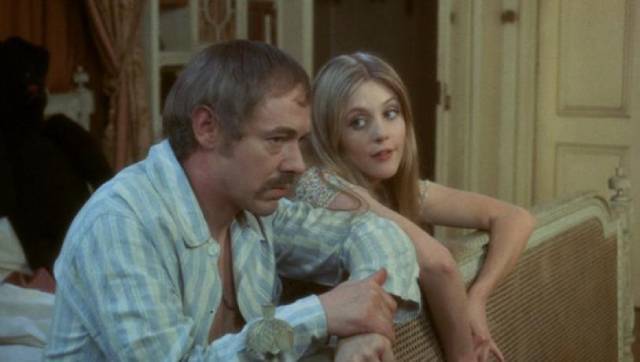 Girly is playfully seductive with New Friend (Michael Bryant) in Freddie Francis' Mumsy, Nanny, Sonny & Girly (1970)