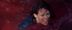 Maggie Mason (Marie Devereux) is the first victim of the piranha in John Gilling's The Pirates of Blood River (1962)